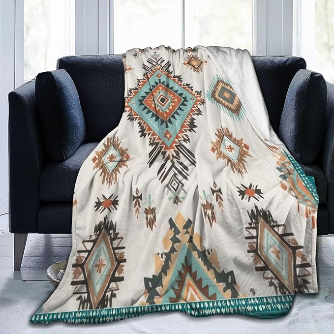 Boho Throw Blanket Soft Flannel Blanket 60"x50" in Bed Blanket Home Decor for Room Sofa Couch All Season