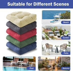 Outdoor Chair Cushions Set of 2, Patio Chair Cushions with Ties, 19x19+5” Tufted Outdoor Seat Cushions, Waterproof Patio Furniture Cushions, Outdoor Dining Chair Pads, Beige