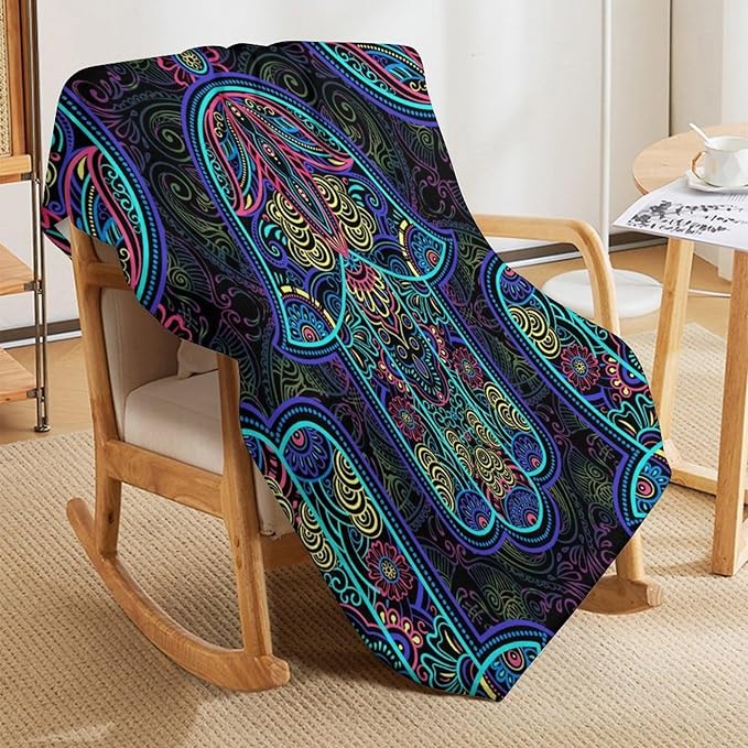 Boho Mandala Throw Blanket Colorful Hand Bohemian Blanket for Sofa Bed Couch Chair Or Dorm 30"x40"