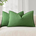 Foindtower Pack of 2, Decorative Linen Soild Throw Pillow Covers Soft Accent Lumbar Cushion Case Boho Farmhouse Pillowcase for Chair Couch Sofa Bedroom Living Room Home Decor 12 x 20 Inch Forest Green
