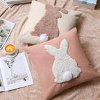 Tufting Easter Pillow Covers 18" x 18" Set of 2 Bunny Pillow Covers 3D Tufted Bunny Rabbit Throw Pillowcase Easter Decorative for Bedroom Sofa Home Decor(Beige, Light Pink)