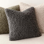Foindtower Set of 2 Curly Teddy Wool Pillow Covers Decorative Boucle Textured Lumbar Throw Pillow Faux Fur Sherpa Pillowcases Sheepskin Fuzzy Cushion Case for Sofa Bedroom Car 12"x20" Dark Gray