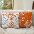 Coliuso Decorative Throw Pillow Covers 20x20 inch Set of 4,Orange and White Modern Simple Square Pillow Case Cushion Cover for Sofa Couch Farmhouse Outdoor Living Room
