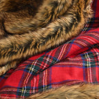 HORIMOTE HOME Luxury Plush Faux Fur Throw Blanket with Red Plaid Pattern, Super Warm, Fuzzy, Elegant, Fluffy Decoration Christmas Holiday Blanket for Couch, Armchair, Sofa and Bed, 60''x 80''