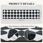 Beeiva Checkered Print Washable Rug Runners for Hallways Non Slip 2.5x10, Ultra Thin Black Kitchen Runner Stain Resistant Hallway Runner Rug 10 ft, Checkerboard Carpet for Bathroom Entryway Decor