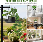 Plant Hanger Indoor Outdoor, 2-Pack Black Metal Hanging Plant Shelf & Window Planter Basket with 9.8/11.8 Inch Trays - Heavy Duty Plant