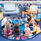 Tinideya 12 Pcs Kids Carpet Circle Seats for Class 16 Inch Round Classroom Rug Floor Cushions Soft First Day of School Educational Mat Non Slip Back to School Learning Playing Areas(Positive)