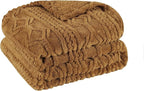 Superior Fleece Boho Jacquard Blanket, Decorative Blankets for Bedroom, Sofa, Fuzzy, Plush, Fluffy, Soft, Cute Room Decor, Beautiful Cover, Comfort Essentials, Arctic Collection, King, Camel
