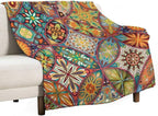 Boho Floral Throw Blanket Colorful Mandala Bohemian Indian Hippie Vintage Blanket for Sofa Bed Couch Chair or Dorm 60"x80"