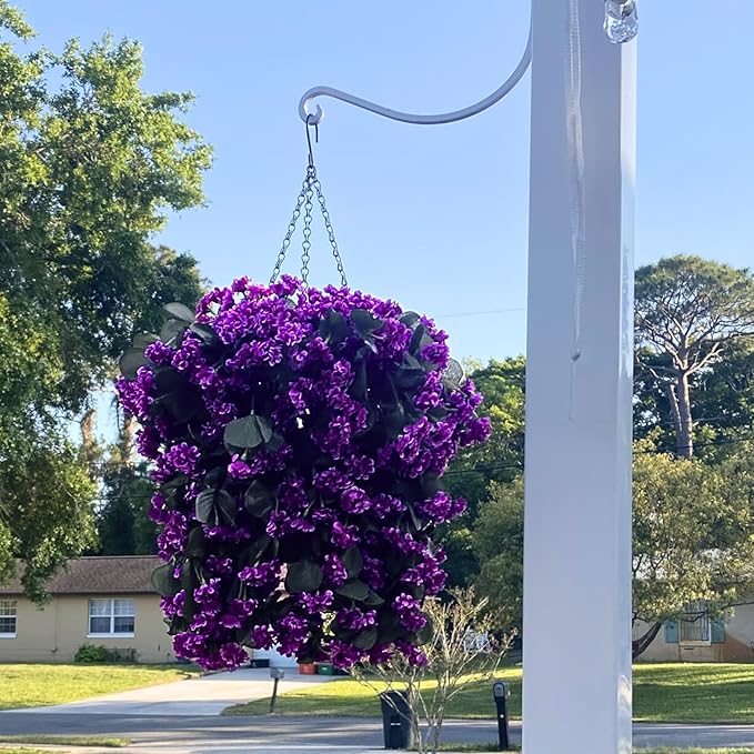 Hanging Baskets Artificial Flowers for Outdoor Interior Decor, Artificial Daisies Flowers Shrubs Plants with Baskets for Home Porch Garden Patio Patio Spring Summer Decor(Violet)