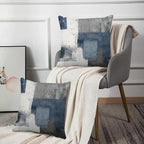 Emvency Set of 2 Throw Pillow Covers Modern Abstract Painting Blue White and Gray Decorative Sofa Pillow Cases Home Decor Standard Square 26x26 Inches Pillowcases