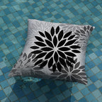 DFXSZ Black Grey Flower Pillow Covers 16x16 Inch Set of 2 White Gray Colored Throw Pillows Outdoor Waterproof Decor for Living Room Sofa Patio Funiture Garden Floral Polyester Pillow Covers 002I16