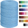 Cotton Macrame Cord 3mm 328yards Natural Colored Macrame Supplies, Soft Craft Cotton Rope for Plant Hanger Wall Hanger Dreamcatcher (Sky Blue)