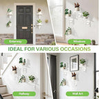 DELLAN Wall Plant Holder, 3 Pack Metal Wall Planters Stand Floating Shelves for Indoor Plants, Window Sill Plant Decor for Bedroom, Bathroom, Living Room, Home, Office, All White
