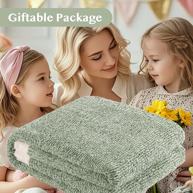WRENSONGE Throw Blanket Cationic Dyeing Green Soft Cozy Fluffy Warm Hand Made Weave Throw Blankets for Couch, Sofa, Chair, Bed, Camping, Picnic, Travel Lightweight Bed Blanket - 60"x80"