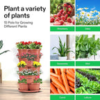VIVOSUN 2-Pack 5 Tier Vertical Gardening Stackable Planter for Strawberries, Flowers, Herbs, Vegetables, Brown