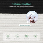 Cotton Rope Storage Basket, 15x10x9 Inches, Woven Basket for Shelves, Clothes, Towels, Books, and Laundry, Black/White (2 Pack)