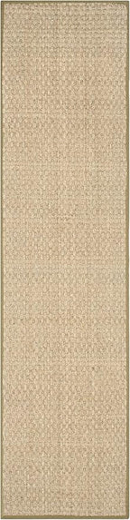 SAFAVIEH Natural Fiber Collection Runner Rug - 2'6" x 10', Natural & Olive Green, Seagrass, Basketweave Pattern with Border (NF114G)