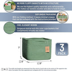 NaturalCozy Storage Cubes 9”x9”x7”Cotton Rope Woven Baskets for Organizing 3-Pack | 9 Inch Cube Storage Bin | Small Basket for Shelf Nursery, Pantry, Decorative Plant, Bathroom Closet, Toy Gift