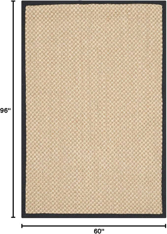 SAFAVIEH Area Rug 5x8 - Natural Fiber Collection - Maize & Black, Sisal, Woven Design with Border (NF141A)
