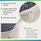 Large 22" Sturdy Ottoman Pouf for Living Room, Bedroom, Playroom, High Density Foam Filling Footrest, Side Table, Extra Seating Home College Dorm Décor Extra Firm (Beige)