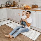 KIMODE Kitchen Mats Cushioned Anti Fatigue, Abstract Grey Farmhouse Kitchen Rugs Sets of 2, Non Slip Kitchen Mats for Floor, Padded Kitchen Floor Mat for Sink Laundry Desk 17"x59"+17"x29"