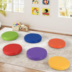 Costzon 6-Piece 14 inch Kids Floor Cushion, 2.5" Thick Waterproof Daycare Preschool Round Foam Cushion with Handle for Toddlers, Soft Flexible Seating for Classroom, Home, Kindergarten or Nursery