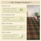 JTJ Vintage Large Door Mat Indoor Entrance - 2x4 Easy Jute Fall Rugs Outdoor for Patio, Balcony, Kitchen, Mudroom, Washable Earthy Brown and Red Checkered Elegence Décor