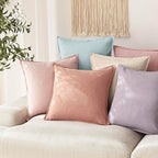 Foindtower Pack of 2, Decorative Linen Soild Throw Pillow Covers Soft Accent Euro Cushion Case Boho Farmhouse Pillowcase for Chair Couch Sofa Bedroom Living Room Home Decor 18 x 18 Inch Coral Pink
