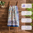 Boho Blanket Soft Muslin Boho Throw Blanket 100% Cotton Blanket All Seasons Reversible Rustic Floral Printed Vintage Rustic Farmhouse Decor Throw for Sofa Couch Chair (White, 50"x60")