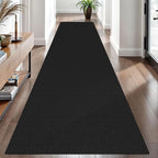 EARTHALL Woven Runner Rug 3x10 Ft Washable Runners for Hallways Long Non Slip Rubber Backed Kitchen Runner Braided Indoor Floor Carpet Runners for Entryway, Hallway, Kitchen, Black/Grey