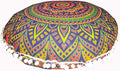 ICC New Blue Ombre 24" Mandala Barmeri Large Floor Pillow Cover Cushion Meditation Seating Ottoman Throw Cover Hippie Decorative Zipped Bohemian Pouf Ottoman Pom Pom Cases 24" Round