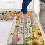 Likiyol Sunflower Kitchen Rugs Set of 2 Farmhouse Kitchen Mats for Floor Anti Fatigue Mats for Kitchen Floor, Butterfly Floral Kitchen Rugs Non Slip Washable Kitchen Floor Mats, 18''x 30''+18''x 48''