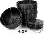 Foraineam 4 Pack Black Hanging Planters, 8.2 inch Hanging Flower Basket Planter Pots, Garden Plant Pot Container, Balcony Patio Hanging Basket Planters with Drainage Hole for Indoor and Outdoor Use
