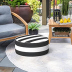 Indoor/Outdoor Inflatable Ottoman D21 x H9 inch, Round Footstool Inflatable Foot Rest Ottoman with Handle, Portable Ottomans Pouf for Patio, Garden, Camping, Home, Cabana Black