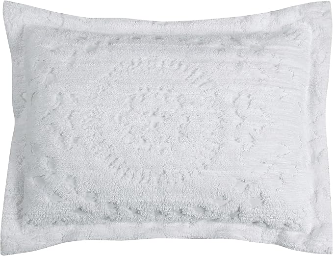 Better Trends 2 Pieces Set Chenille Bedspread Twin Size 100% Cotton Chenille Bedding Lightweight Medallion Pattern Bedroom Decor Rio Collection