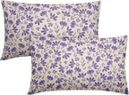 Purple Floral Pillow Covers 12x20 Set of 2 Vintage Rustic Old Style Cute Small Flower Cream Print Rectangle Decorative Outdoor Pillowcases Fall Farmhouse Throw Cushion Case Couch Sofa Bed Decor