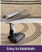 DEXI Jute Area Rug Natural Fiber 5x8 Oval, Woven Braided Durable Farmhouse Design Rugs for Living Room, Bedroom Dinning Room Office Outdoor Patio, Beige/Black