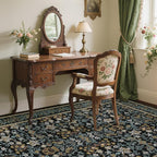 GarveeHome 8x10 Area Rugs Washable Rug for Living Room, Boho Vintage Large Area Rug for Bedroom Soft Non Slip Low Pile Indoor Stain Resistance Throw Carpet for Dining Room Office, Blue Black