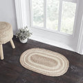 VHC Brands Jute Rug Oval with Pad, Natural and Crème, 20x31