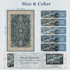 Dark Blue Throw Rugs for Entryway, Washable 4x6 Dark Rug with Rubber Backing for Living Room Bedroom, Vintage Medallion Distressed Area Rug for Kitchen/Bathroom/Dorm/Home Office
