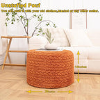Asuprui 20x14 Inch Unstuffed Ottoman Pouf Cover – Lightweight Foot Rest, Floor Bean Bag Chair, Storage Pouf for Living Room, Bedroom & Balcony (Filler Not Included) (Orange)