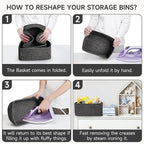 3-Pack Shelf Baskets for Organizing, Closet Organizer Bins, Small Woven Baskets, Rope Toy Basket, Storage Basket for Shelves, Cube Decorative Box, 11.8×7.8×5.1”, Mixed Black