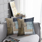 Emvency Set of 2 Brown and Navy Blue Throw Pillow Covers Modern Abstract Painting Decorative Sofa Pillow Cases Home Decor Standard Square 18x18 Inches Pillowcases