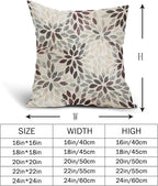Burgundy Red Dahlia Throw Pillow Covers 22x22 Inch Rustic Rust Geometric Flower Decorative Square Pillow Cases Beige Tan Gray Floral Cushion Covers Farmhouse Home Decor For Sofa Couch Outdoor Set of 2