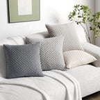 Softalker Throw Pillow Covers 20x20 Inch, Set of 4, Soft Corduroy Boho Stripe Decorative Pillow Cover, Couch Fluffy Pillow Cover for Farmhouse Home Decor Bed Living Room, Grey/Beige