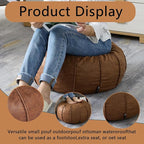 Louis Donné Unstuffed Moroccan Ottoman Pouf Cover, Waterproof Handmade Faux Decor Storage Solution, Footstool Pouffe Cover Replacement Balcony Indoor 21dia Chestnut Brown, ONLY Cover