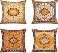 Jartinle Persian Medallion Throw Pillow Covers 18x18 Set of 4 Retro Boho Floral Ethnic Pillow Covers for Outdoor Sofa Couch Hippie Home Decor