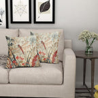 Kawani Summer Dragonfly Pillow Covers 20X20 Inch Red Floral Flower Botanical Nature Decorative Pillow Cases Set of 2 Vintage Farmhouse Throw Pillows for Cushion Sofa Couch Outdoor