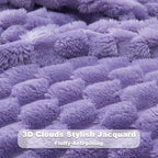 NEWCOSPLAY Super Soft King Blanket Lavender Premium Silky Flannel Fleece 3D Clouds Stylish Jacquard Lightweight Bed Blanket All Season Use 350GSM (Lavender, King(90"x110"))